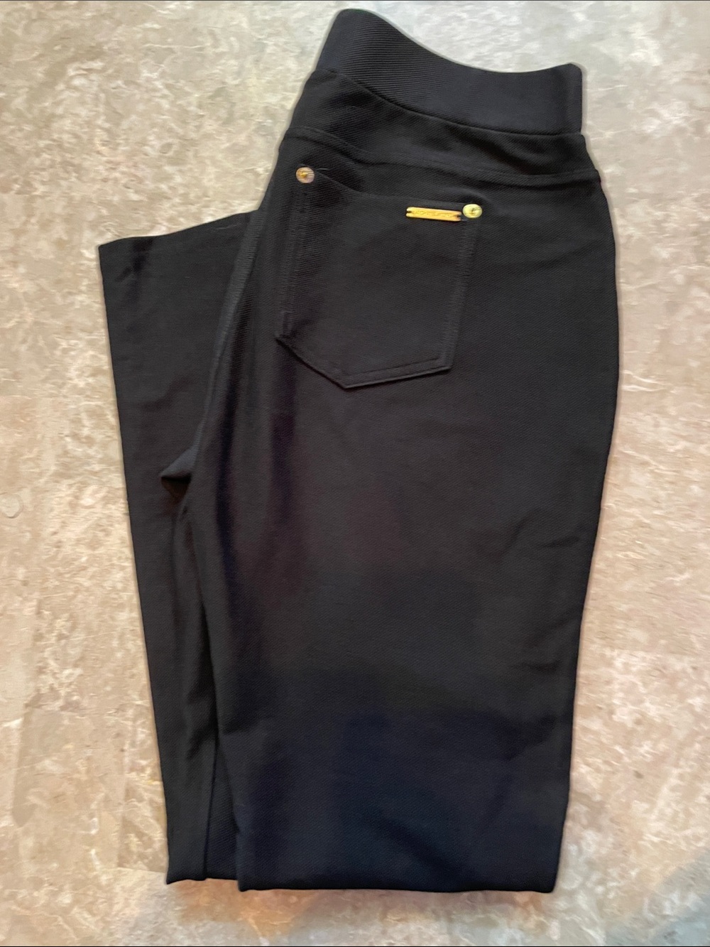 MICHAEL Michael Kors Black Ponte Pull-On Pants with Logo Tag